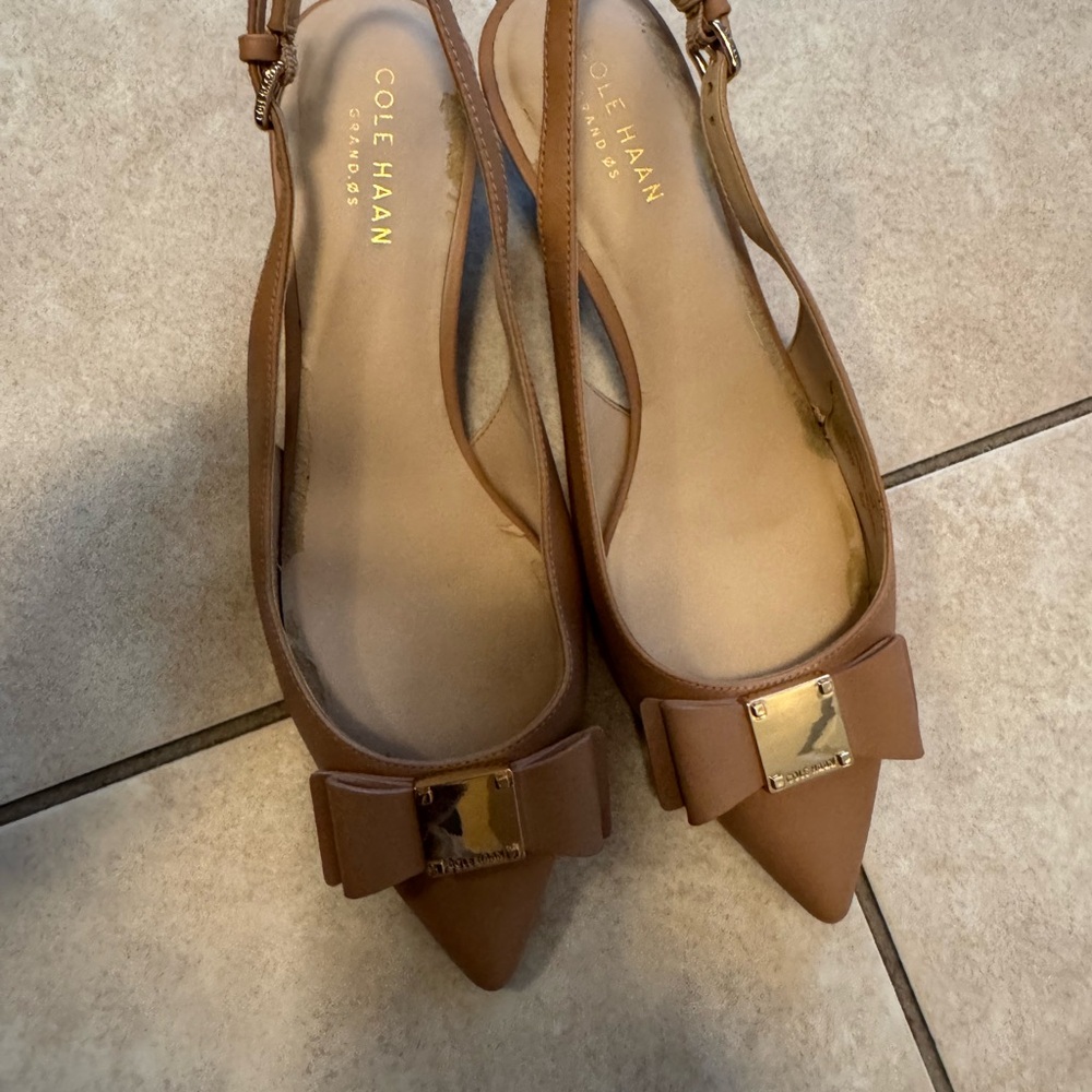 Cole Haan Women's Brown Slingback Flats with Bow